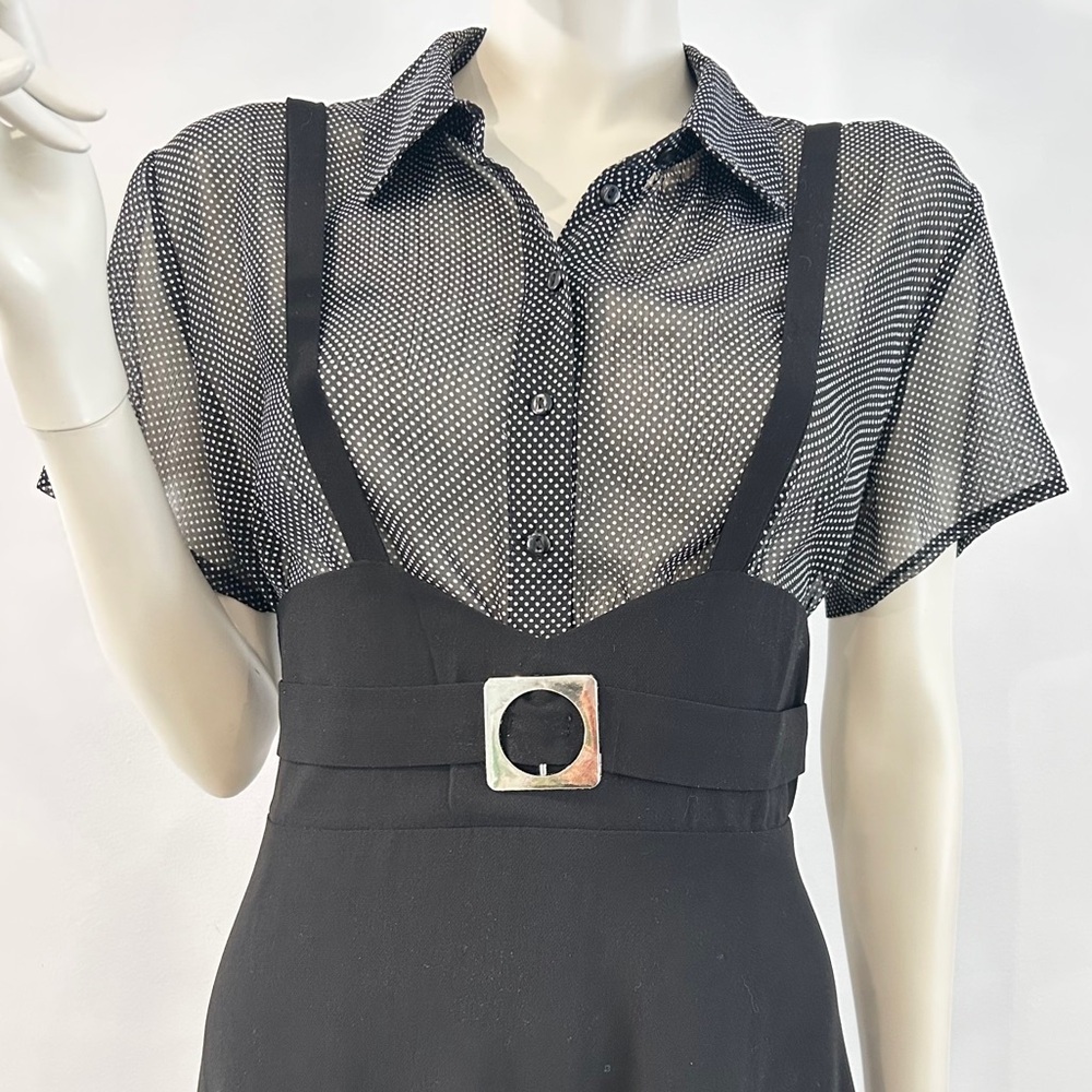 Sweet Polka Dot Sheer & Short Sleeve Button Front Blouse